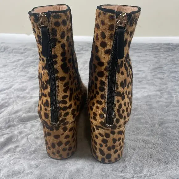 J.Crew Women's Leather Boots 8 Cheetah Print Calf Hair Short Boots Sadie Leopard - Picture 3 of 11